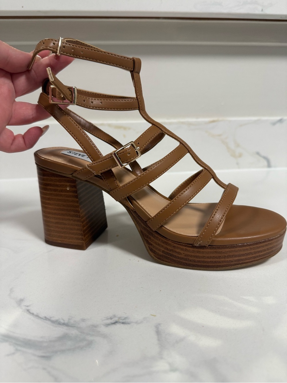 Steve Madden Brown Strappy Block Heel Sandals